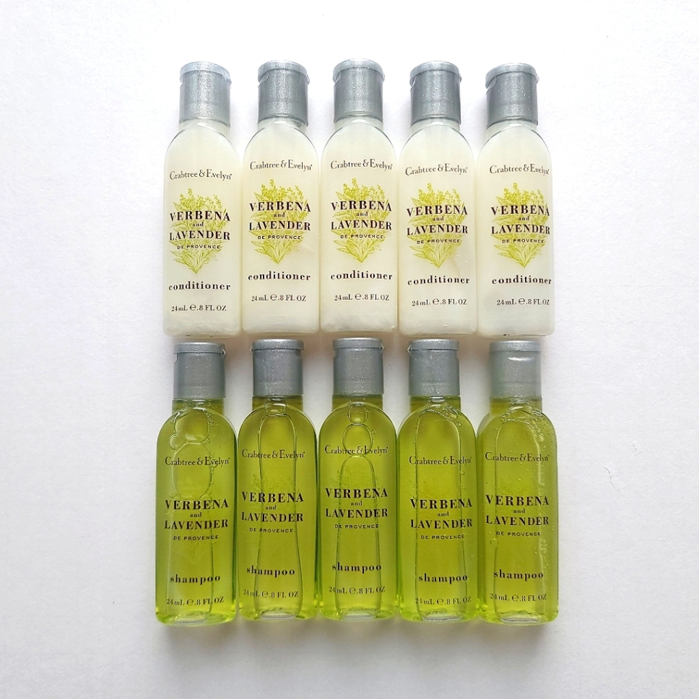 Crabtree & Evelyn Verbena Lavender Shampoo Conditioner Travel Size Hair 10 x.8oz